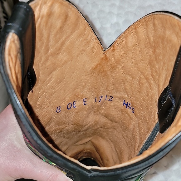 Black Floral w/stacked heel, Lane Fine Boots - Picture 8 of 15